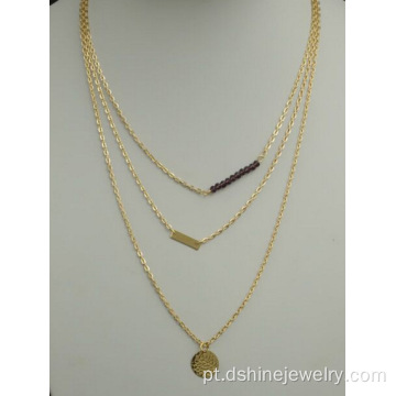 Frisada Chunky Chain colar com pingente de minúsculo banhado a ouro